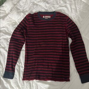 Red and Navy Striped Long Sleeve Shirt